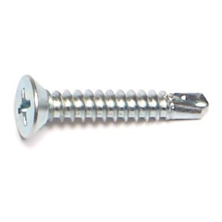 Self-Drilling Screw, #8 X 1 In, Zinc Plated Steel Flat Head Phillips Drive, 50 PK